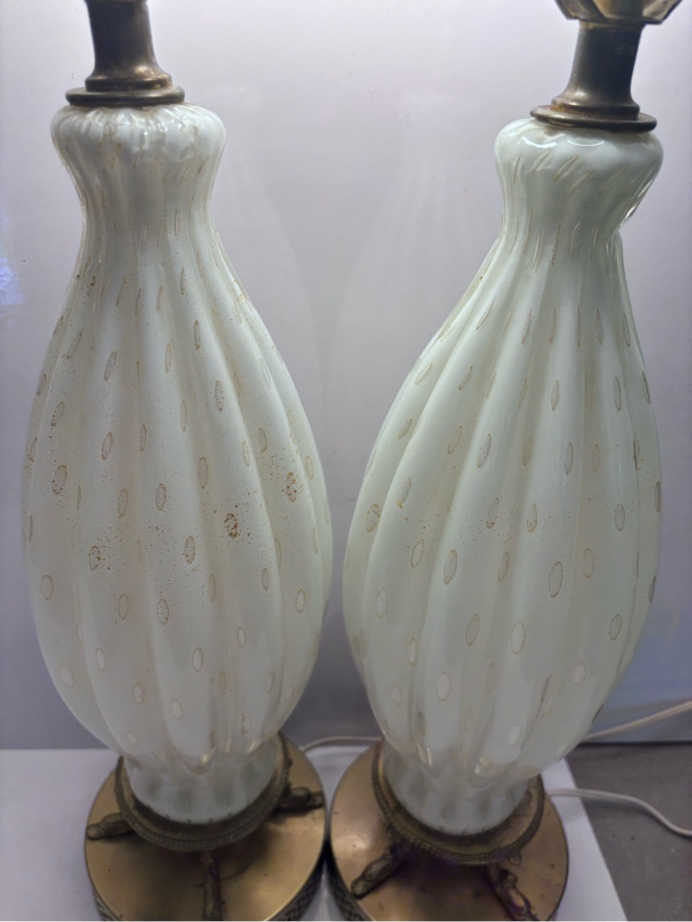 Vintage Murano Style Blown Glass Lamp Set Of 2 - Picture 12 of 12